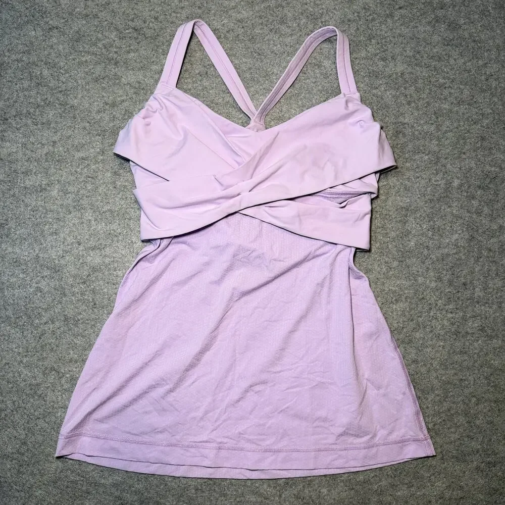 Lululemon Women Activewear Tank Top Size 6 Purple White Performance